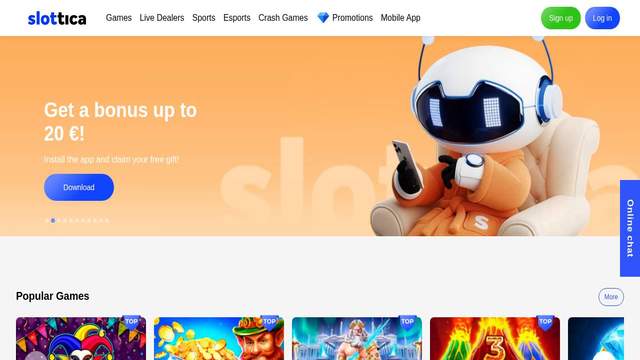 Slottica casino screenshot